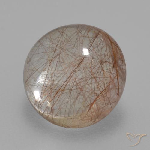 Cuarzo rutilo Claro con cobre natural de 4.02 ct, Redondo, Transparente
