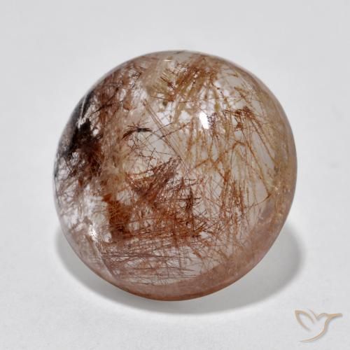 Cuarzo rutilo Claro con marrón natural de 5.88 ct, Corte Redondo, Translúcido