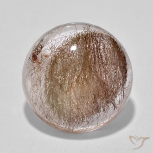 6.73ct Natural Claro con marrón Cuarzo rutilo, Redondo, Translúcido