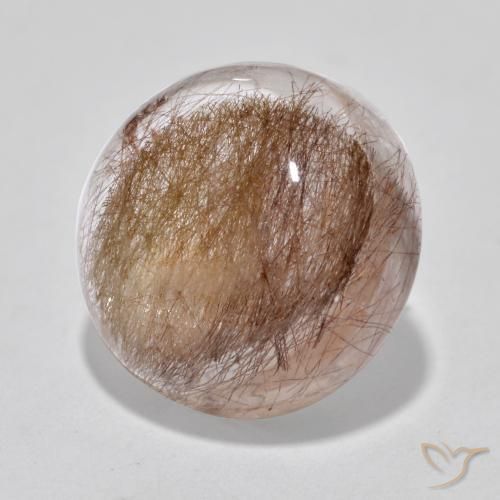 Cuarzo rutilo Claro con marrón natural de 6.73 ct, Redondo, Translúcido