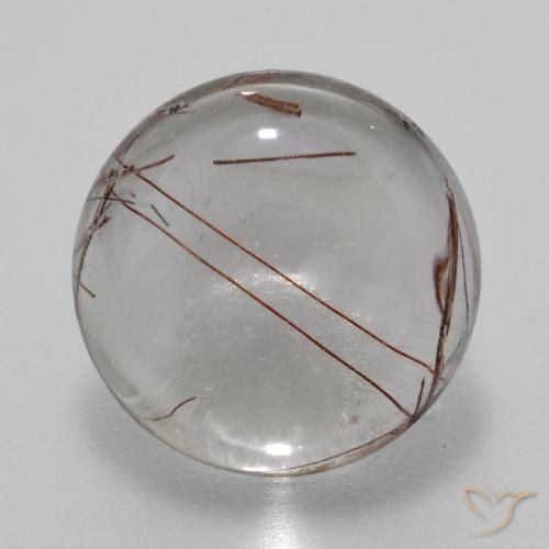 6.08ct Natural Claro con marrón Cuarzo rutilo, Redondo, Transparente