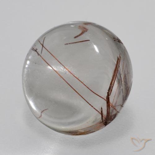 Cuarzo rutilo Claro con marrón natural de 6.08 ct, Redondo, Transparente