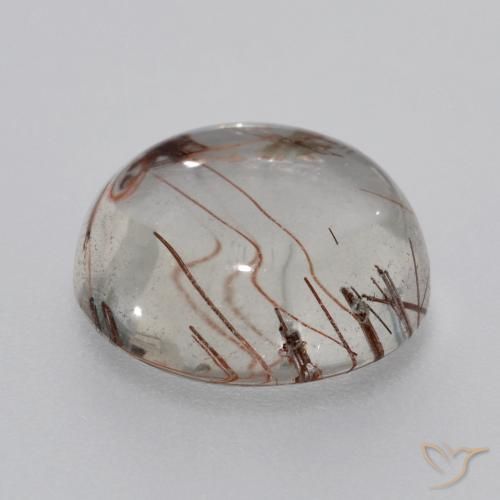 Cuarzo rutilo Claro con marrón natural de 6.08 ct, Redondo, Transparente