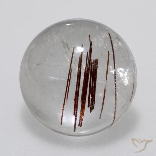 7.00ct Natural Claro con marrón Cuarzo rutilo, Redondo, Transparente