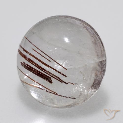 Cuarzo rutilo Claro con marrón natural de 7.00 ct, Redondo, Transparente