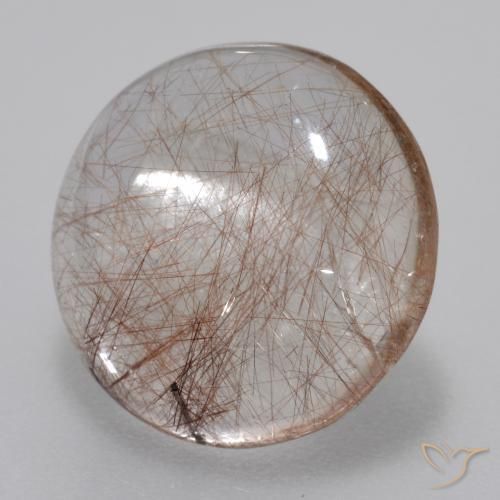 Cuarzo rutilo Claro con marrón natural de 5.55 ct, Redondo, Transparente