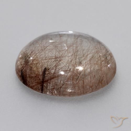 Cuarzo rutilo Claro con marrón natural de 5.55 ct, Redondo, Transparente