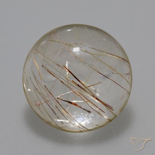 5.93ct Natural Claro con marrón Cuarzo rutilo, Redondo, Transparente
