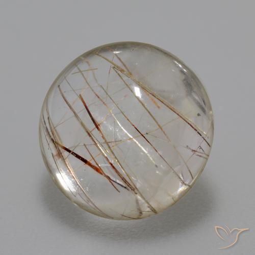 Cuarzo rutilo Claro con marrón natural de 5.93 ct, Redondo, Transparente