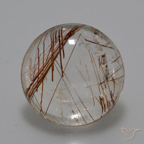 6.52ct Natural Claro con marrón Cuarzo rutilo, Redondo, Transparente