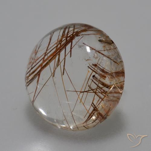 Cuarzo rutilo Claro con marrón natural de 6.52 ct, Redondo, Transparente