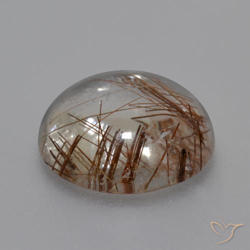 Cuarzo rutilo Claro con marrón natural de 6.52 ct, Redondo, Transparente