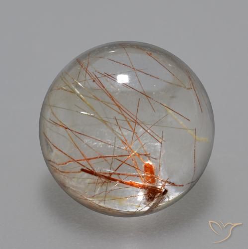 6.20ct Natural Claro con cobre Cuarzo rutilo, Redondo, Transparente