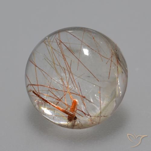 Cuarzo rutilo Claro con cobre natural de 6.20 ct, Redondo, Transparente