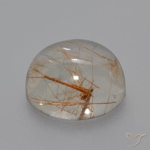 Cuarzo rutilo Claro con cobre natural de 6.20 ct, Redondo, Transparente