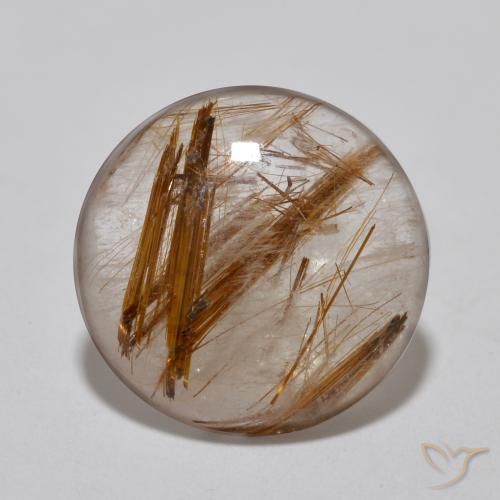 4.09ct Natural Claro con marrón Cuarzo rutilo, Redondo, Transparente