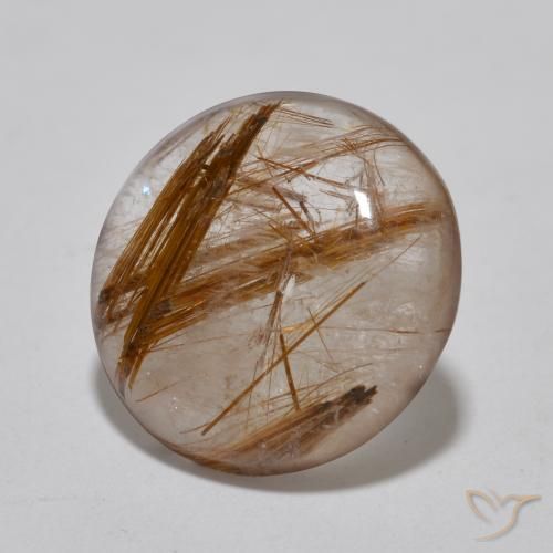 Cuarzo rutilo Claro con marrón natural de 4.09 ct, Redondo, Transparente