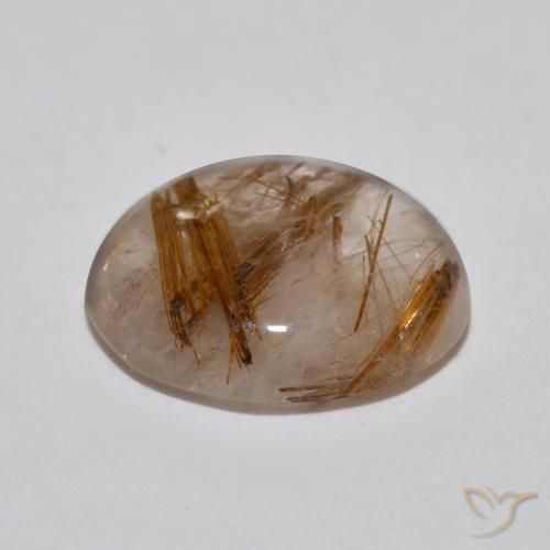 Cuarzo rutilo Claro con marrón natural de 4.09 ct, Redondo, Transparente
