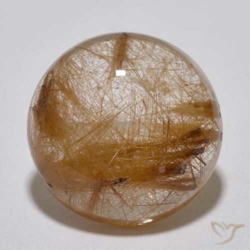 7.14ct Natural Marrón leonado muy claro Cuarzo rutilo, Redondo, Translúcido