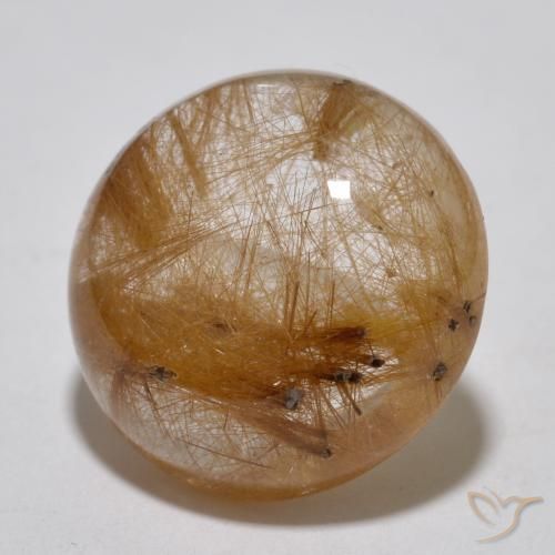 Cuarzo rutilo Marrón leonado muy claro natural de 7.14 ct, Redondo, Translúcido