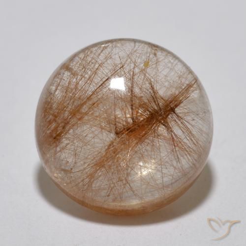 6.99ct Natural Marrón leonado muy claro Cuarzo rutilo, Redondo, Translúcido