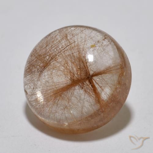 Cuarzo rutilo Marrón leonado muy claro natural de 6.99 ct, Redondo, Translúcido