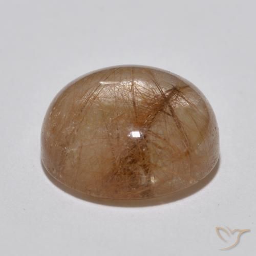 Cuarzo rutilo Marrón leonado muy claro natural de 6.99 ct, Redondo, Translúcido