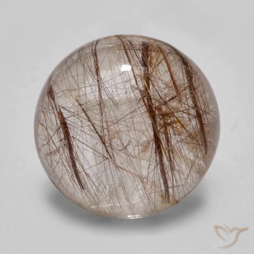 5.01ct Natural Claro con marrón Cuarzo rutilo, Redondo, Transparente