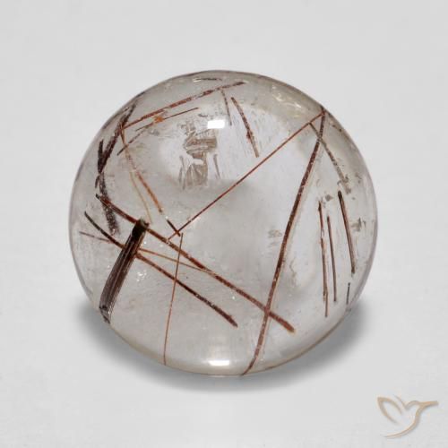 3.40ct Natural Claro con marrón Cuarzo rutilo, Redondo, Transparente