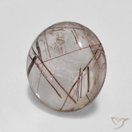 Cuarzo rutilo Claro con marrón natural de 3.40 ct, Redondo, Transparente