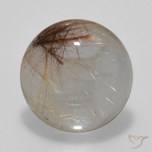 5.38ct Natural Claro con marrón Cuarzo rutilo, Redondo, Transparente
