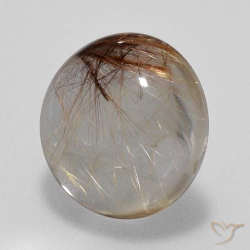 Cuarzo rutilo Claro con marrón natural de 5.38 ct, Redondo, Transparente