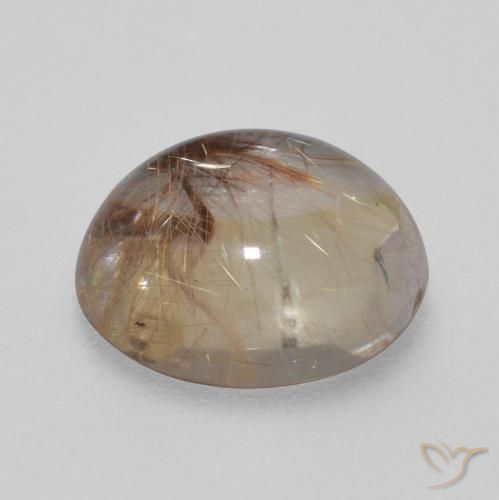 Cuarzo rutilo Claro con marrón natural de 5.38 ct, Redondo, Transparente