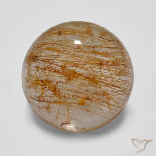 5.67ct Natural Marrón cálido Cuarzo rutilo, Redondo, Translúcido