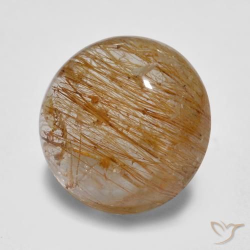 Cuarzo rutilo Marrón cálido natural de 5.67 ct, Redondo, Translúcido