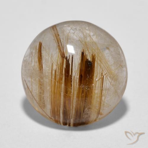 4.31ct Natural Marrón cálido Cuarzo rutilo, Redondo, Translúcido