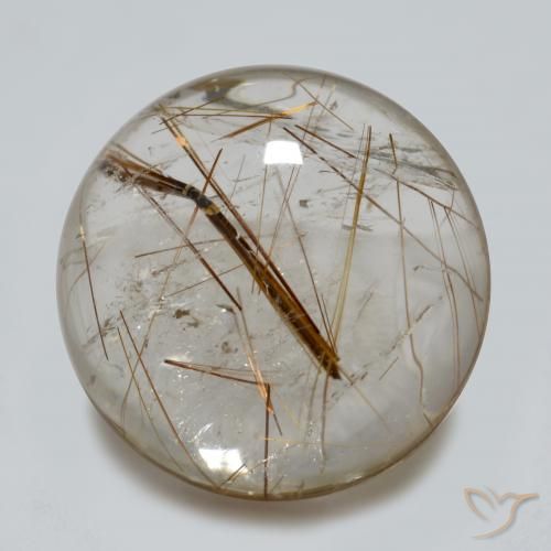 5.07ct Natural Claro con marrón Cuarzo rutilo, Redondo, Transparente