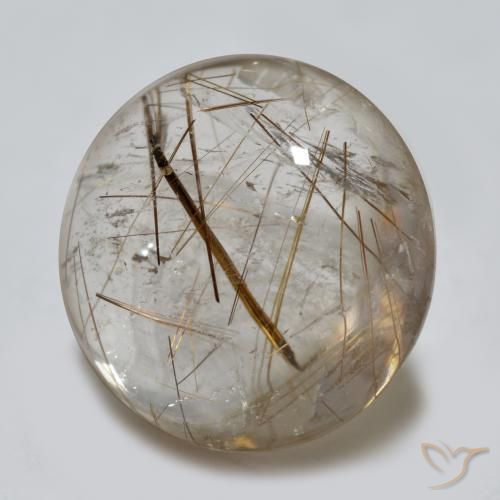 Cuarzo rutilo Claro con marrón natural de 5.07 ct, Redondo, Transparente