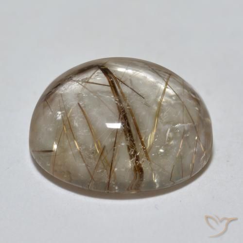Cuarzo rutilo Claro con marrón natural de 5.07 ct, Redondo, Transparente