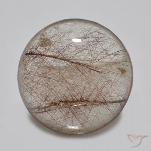 3.82ct Natural Claro con marrón Cuarzo rutilo, Redondo, Transparente