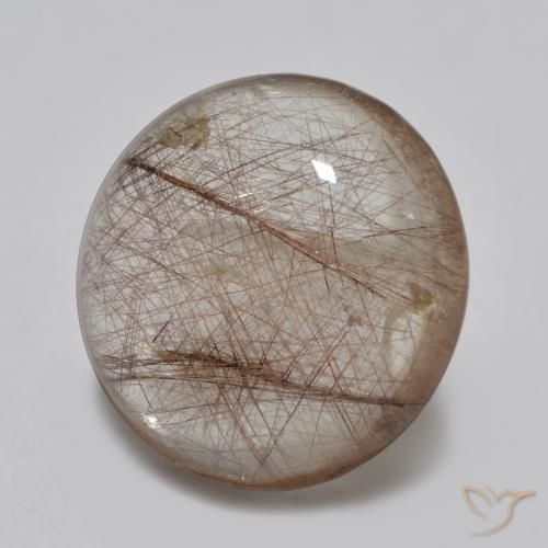 Cuarzo rutilo Claro con marrón natural de 3.82 ct, Redondo, Transparente