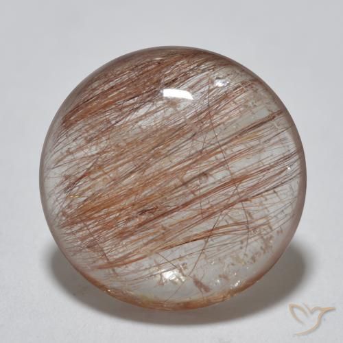 3.96ct Natural Marrón canela claro Cuarzo rutilo, Redondo, Translúcido