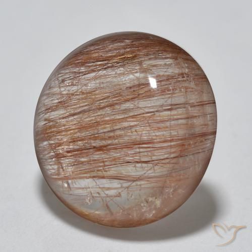 Cuarzo rutilo Marrón canela claro natural de 3.96 ct, Redondo, Translúcido