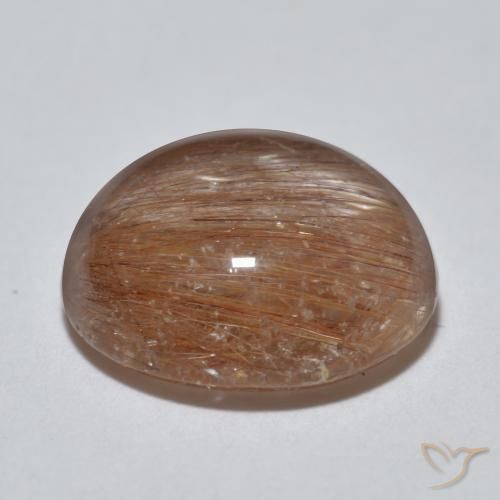 Cuarzo rutilo Marrón canela claro natural de 3.96 ct, Redondo, Translúcido