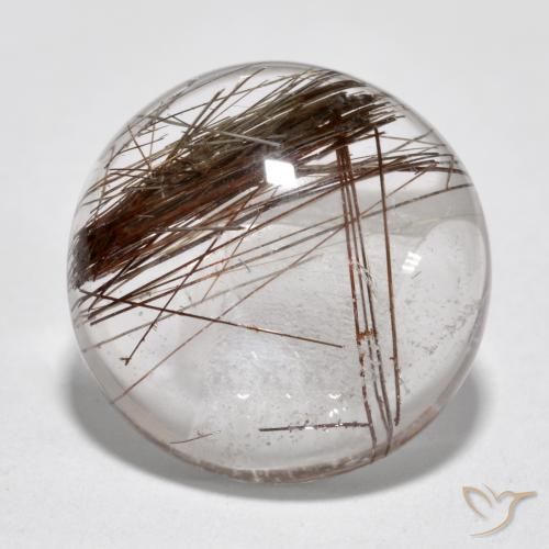 6.95ct Natural Claro con marrón Cuarzo rutilo, Redondo, Transparente