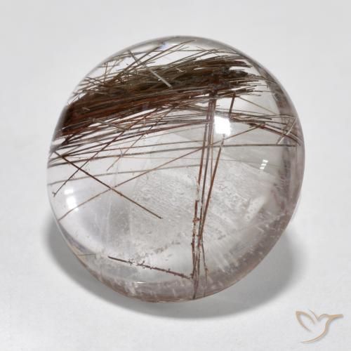 Cuarzo rutilo Claro con marrón natural de 6.95 ct, Redondo, Transparente