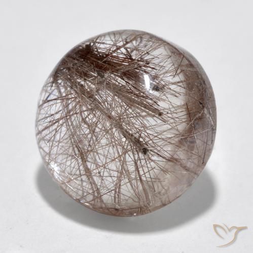 Cuarzo rutilo Claro con marrón natural de 6.05 ct, Redondo, Translúcido