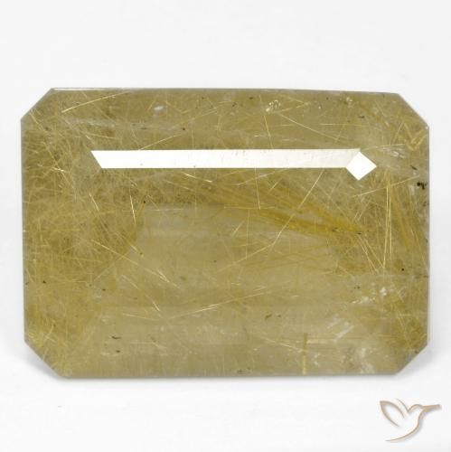 Cuarzo rutilo Dorado claro natural de 34.58 ct, Corte Octágono / Esmeralda, Transparente