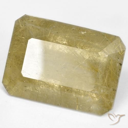 Cuarzo rutilo Dorado claro natural de 34.58 ct, Corte Octágono / Esmeralda, Transparente