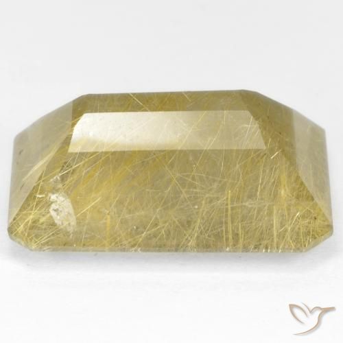 Cuarzo rutilo Dorado claro natural de 34.58 ct, Corte Octágono / Esmeralda, Transparente